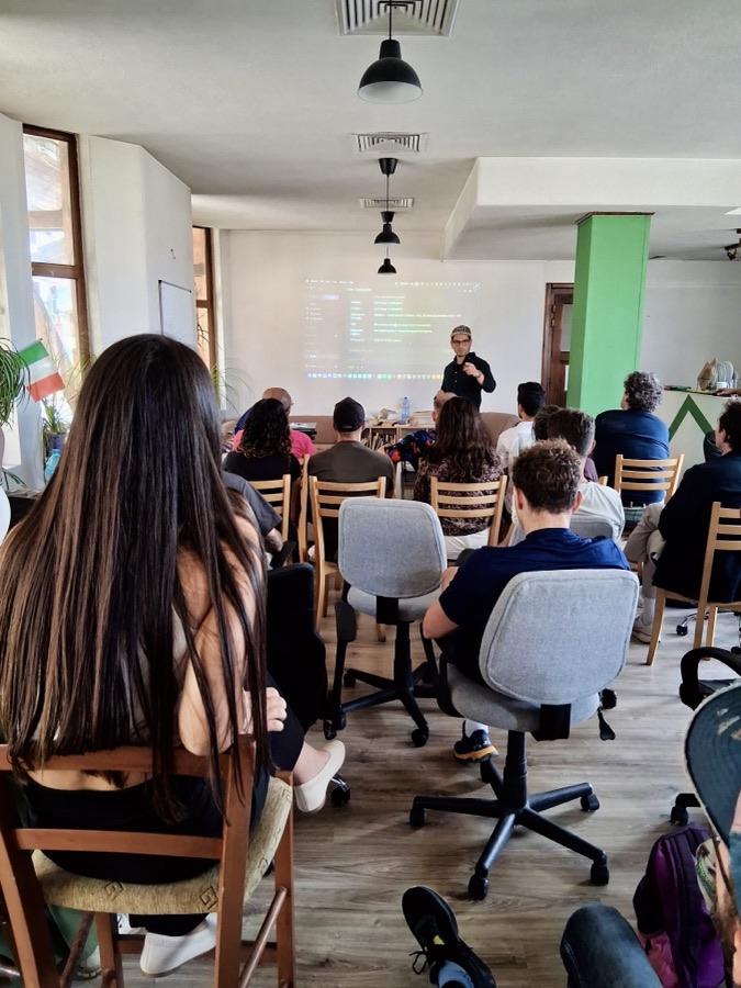 Todor running the AI Brain workshop for a room of founders